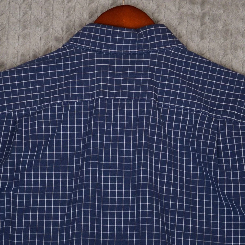 Polo Golf Ralph Lauren Shirt Mens L Blue Windowpane Check Westerton Cotton L/S